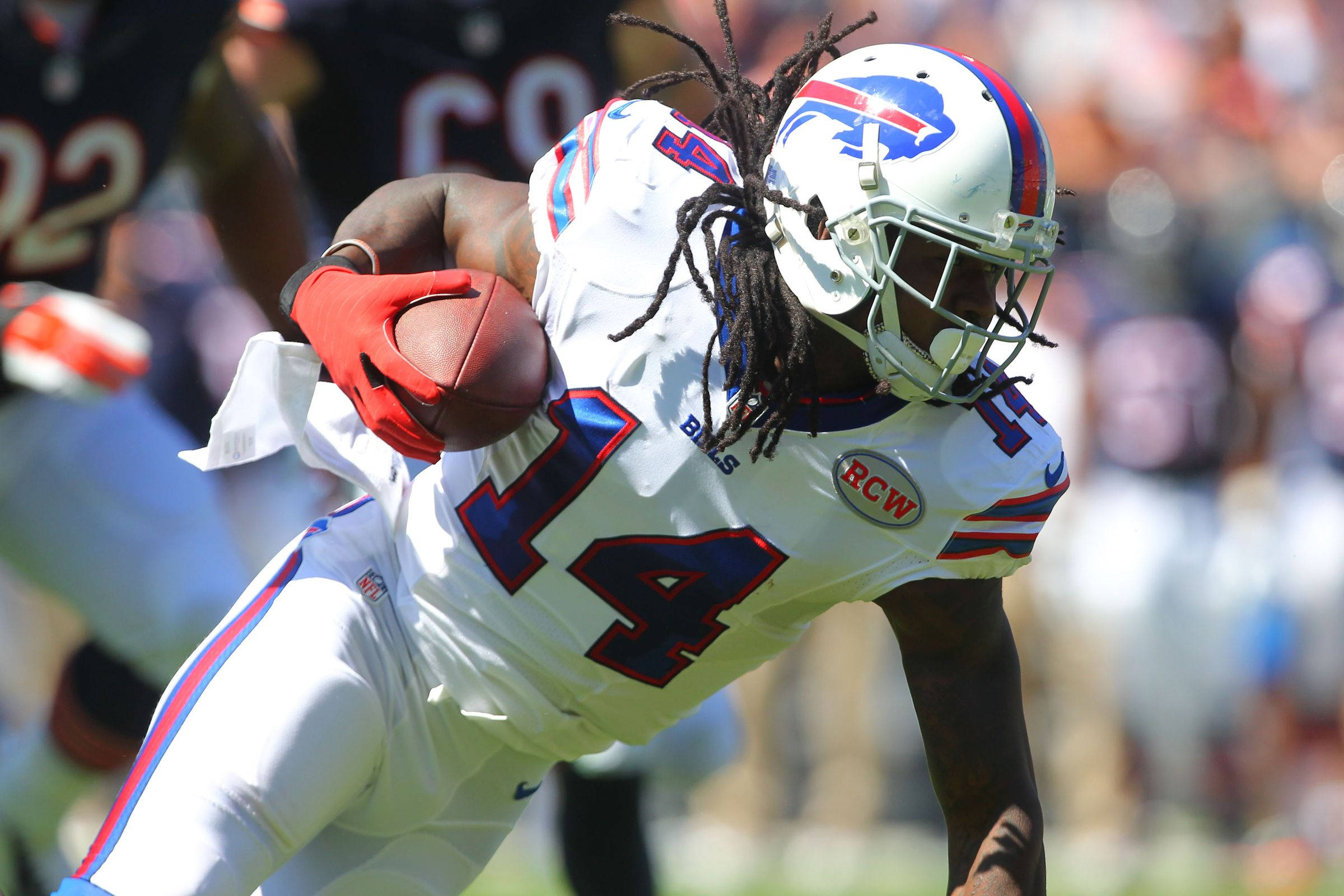 Buffalo Bills, number 14, white uniform, Full HD Desktop Wallpaper
