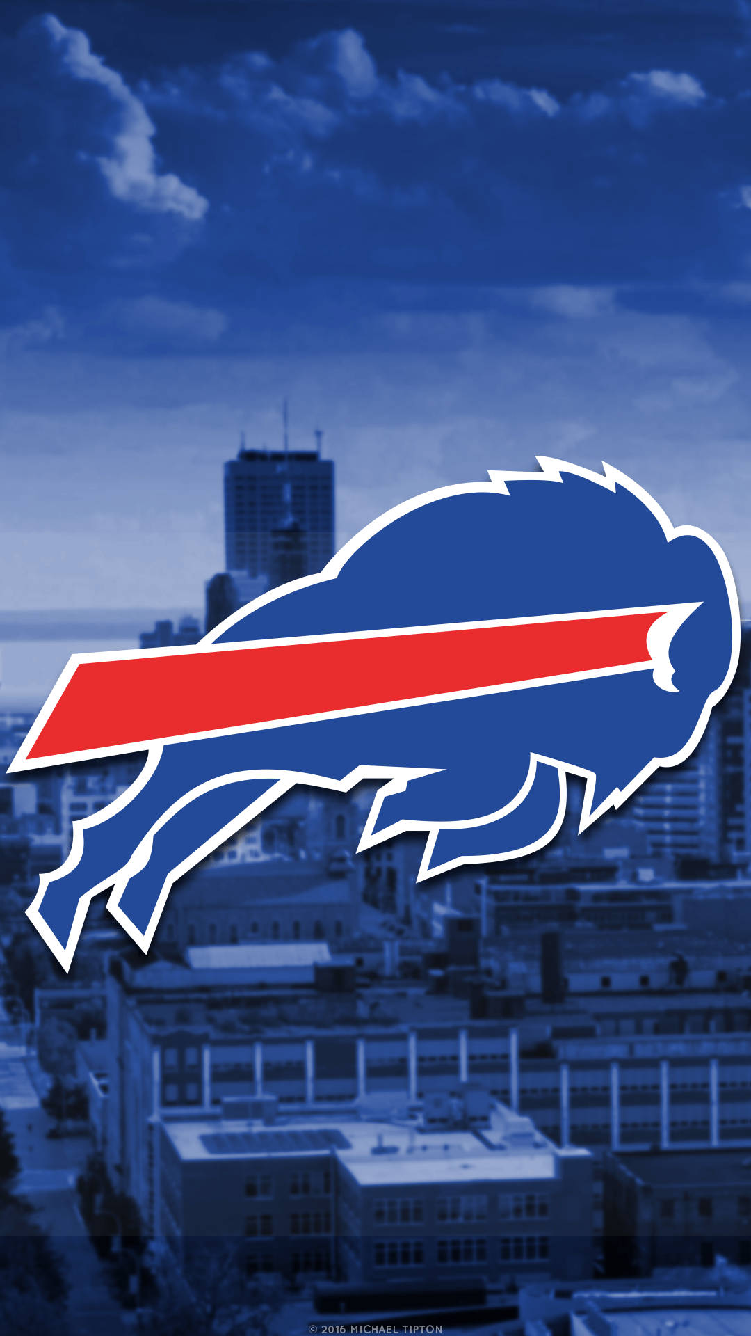 Buffalo Bills, blue sky, blue and red charging buffalo logo, Full HD Phone Wallpaper