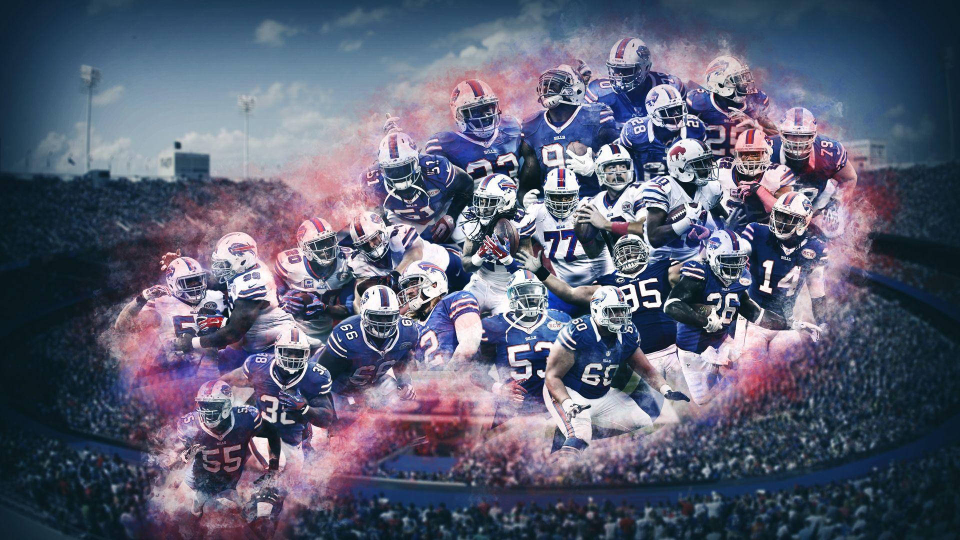 Buffalo Bills, blue and white uniforms, stadium crowd, Full HD Desktop Wallpaper