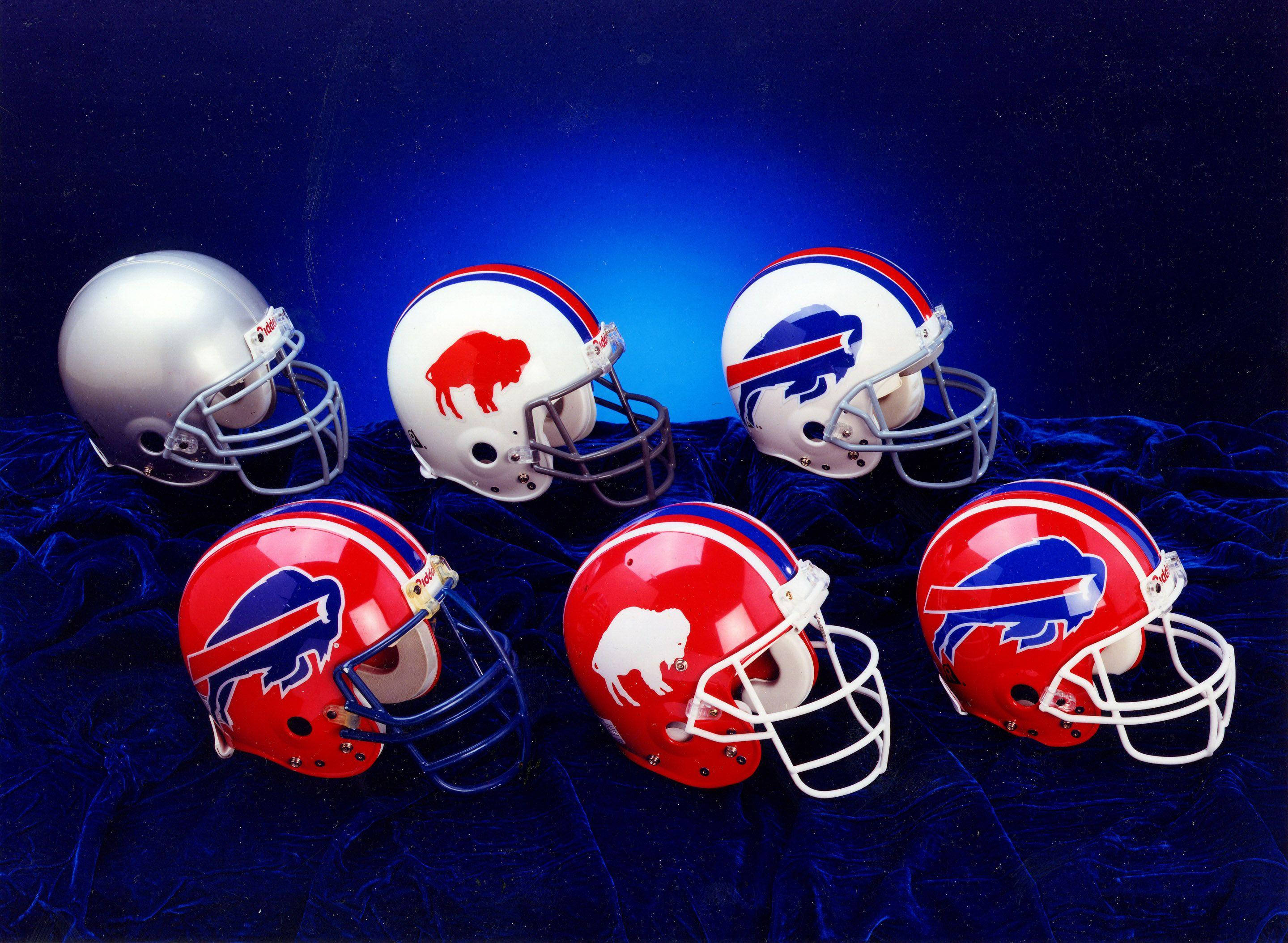 Buffalo Bills, football helmets, varied designs, 2K Desktop Wallpaper