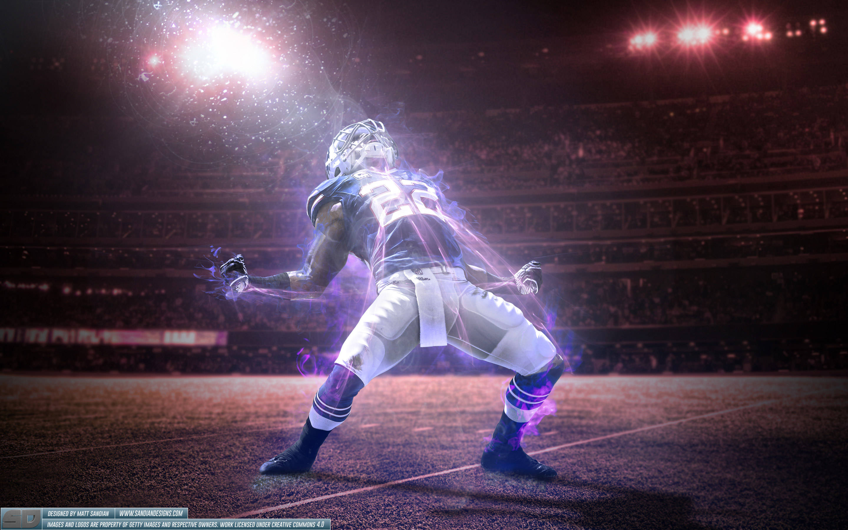 Buffalo Bills, blue and white uniform, stadium lights, 2K Desktop Wallpaper