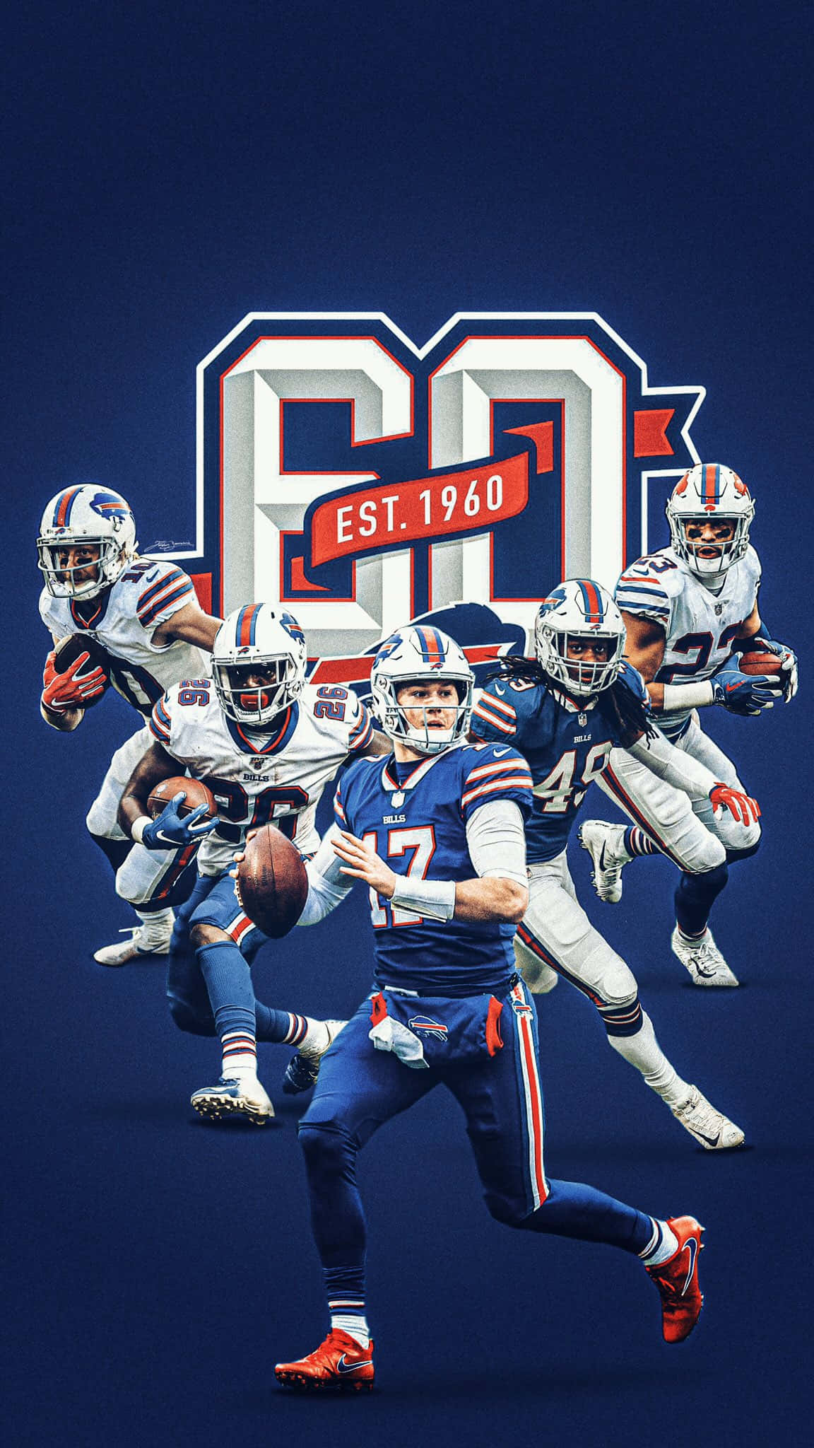 Buffalo Bills, Est1960i, 60th anniversary logo, Full HD Phone Wallpaper