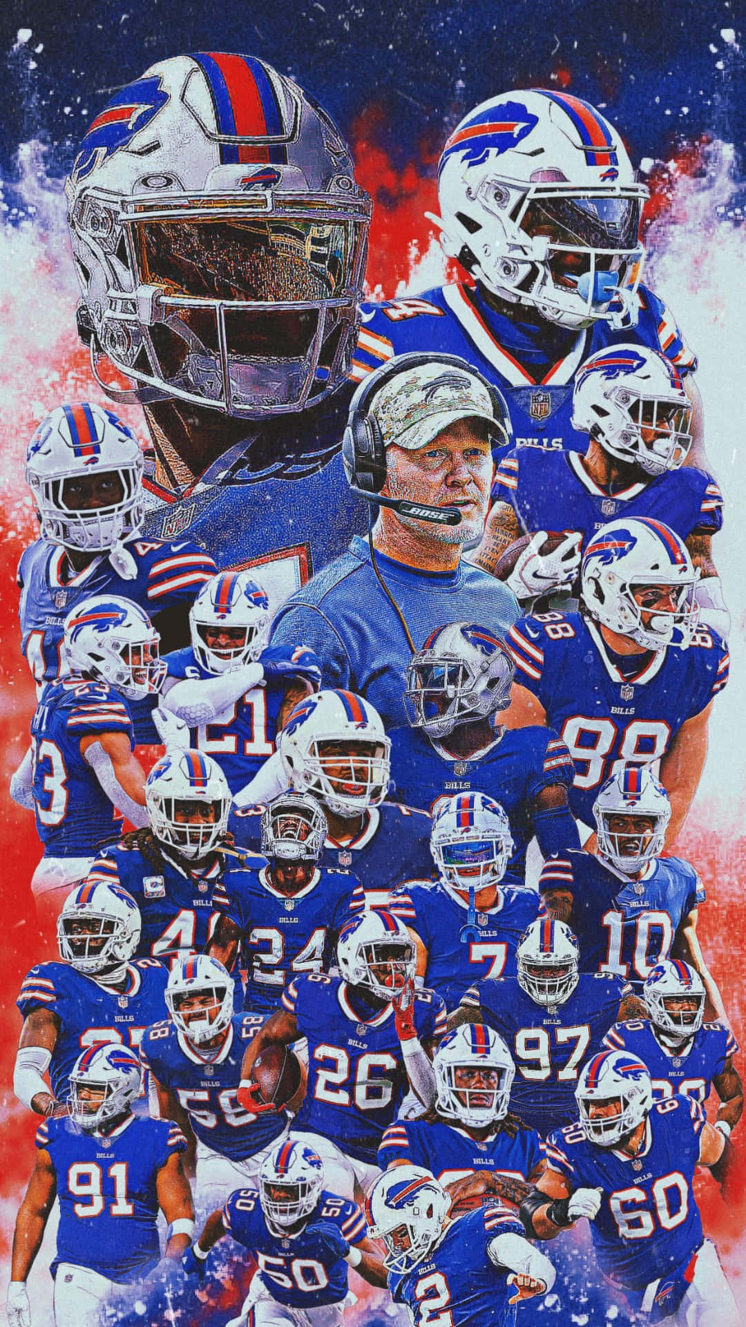 Buffalo Bills, blue uniforms, fiery red, Full HD Phone Wallpaper