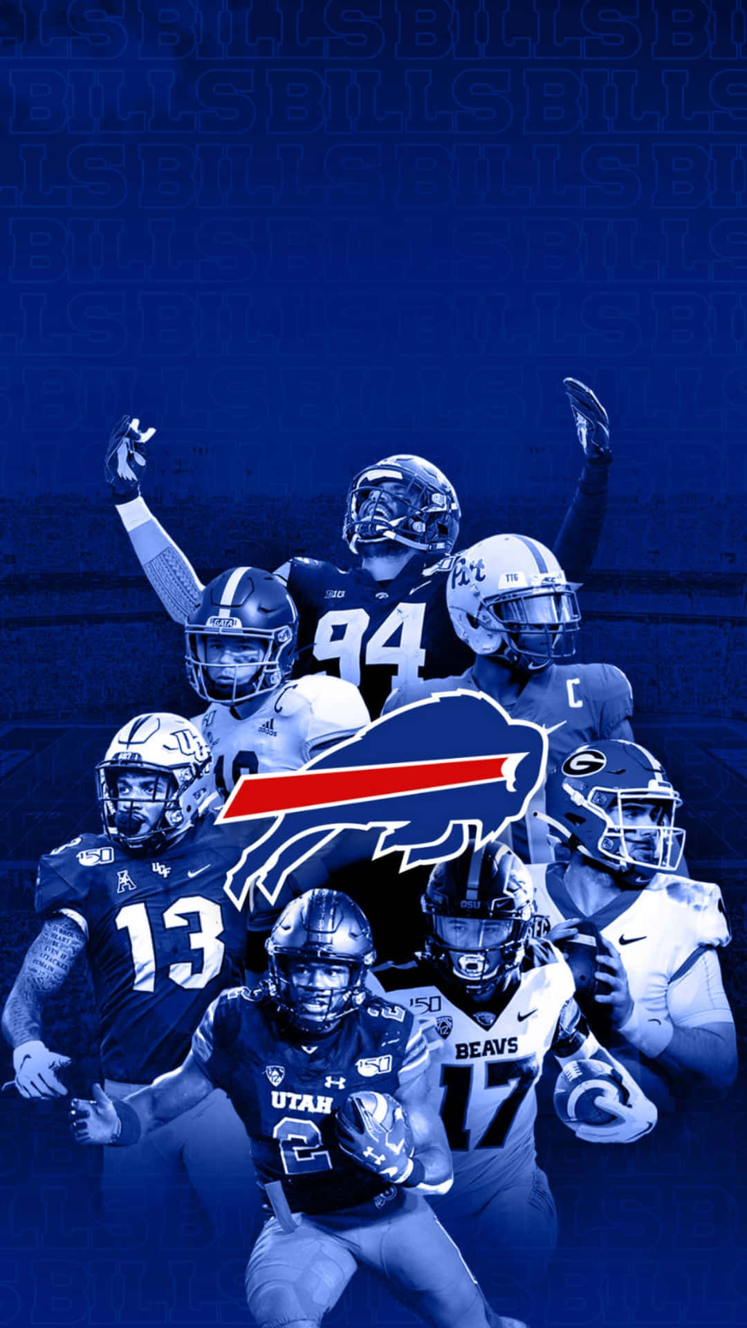 Buffalo Bills, blue, collage, Full HD Phone Wallpaper