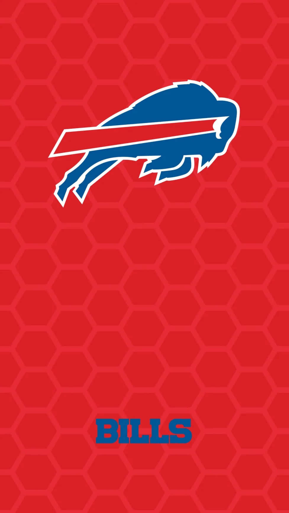 Buffalo Bills logo, blue and red buffalo silhouette, red hexagonal patterned background, HD Phone Wallpaper