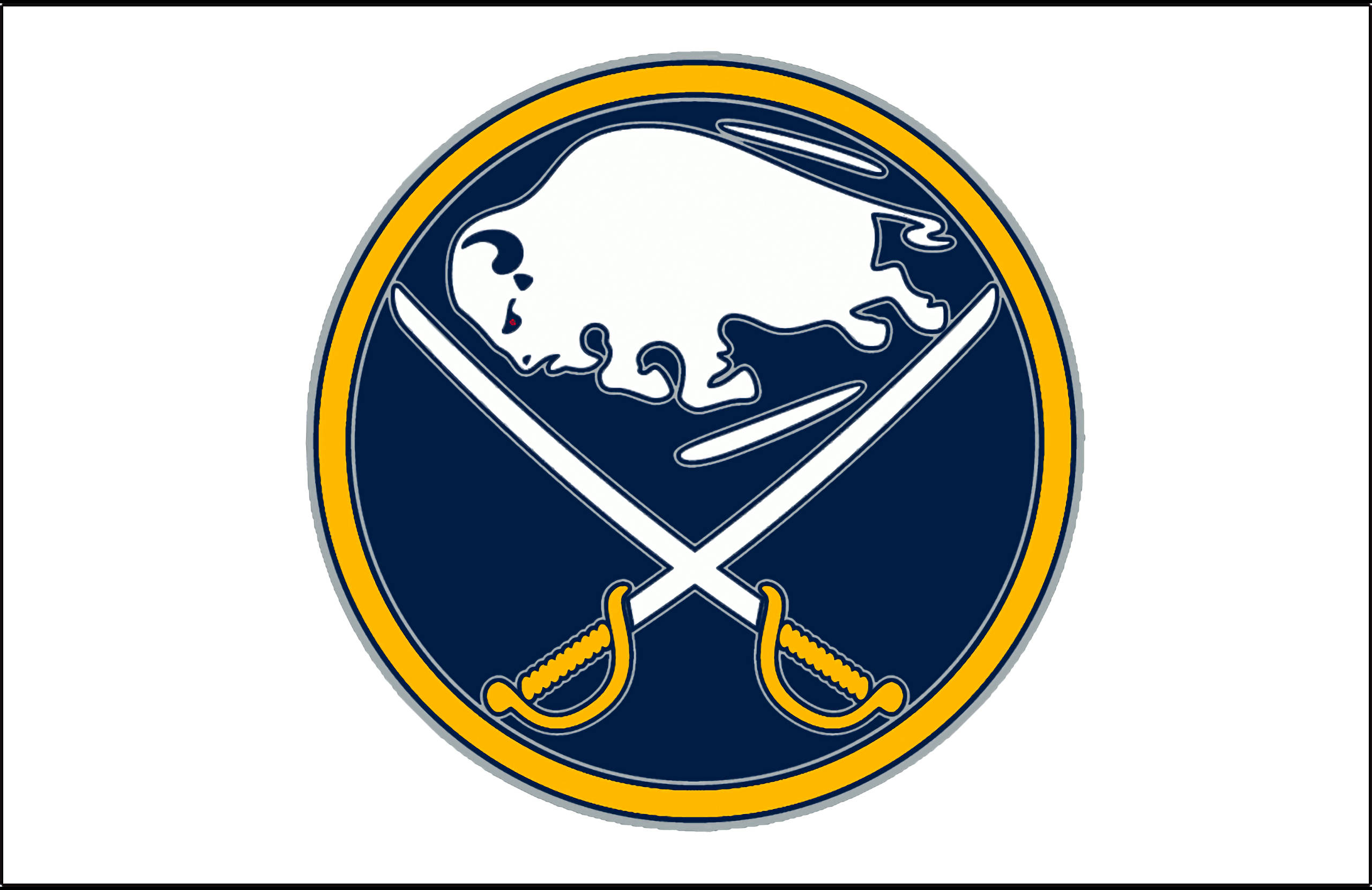 white buffalo sabres, navy blue field, gold border, 2K Desktop Wallpaper
