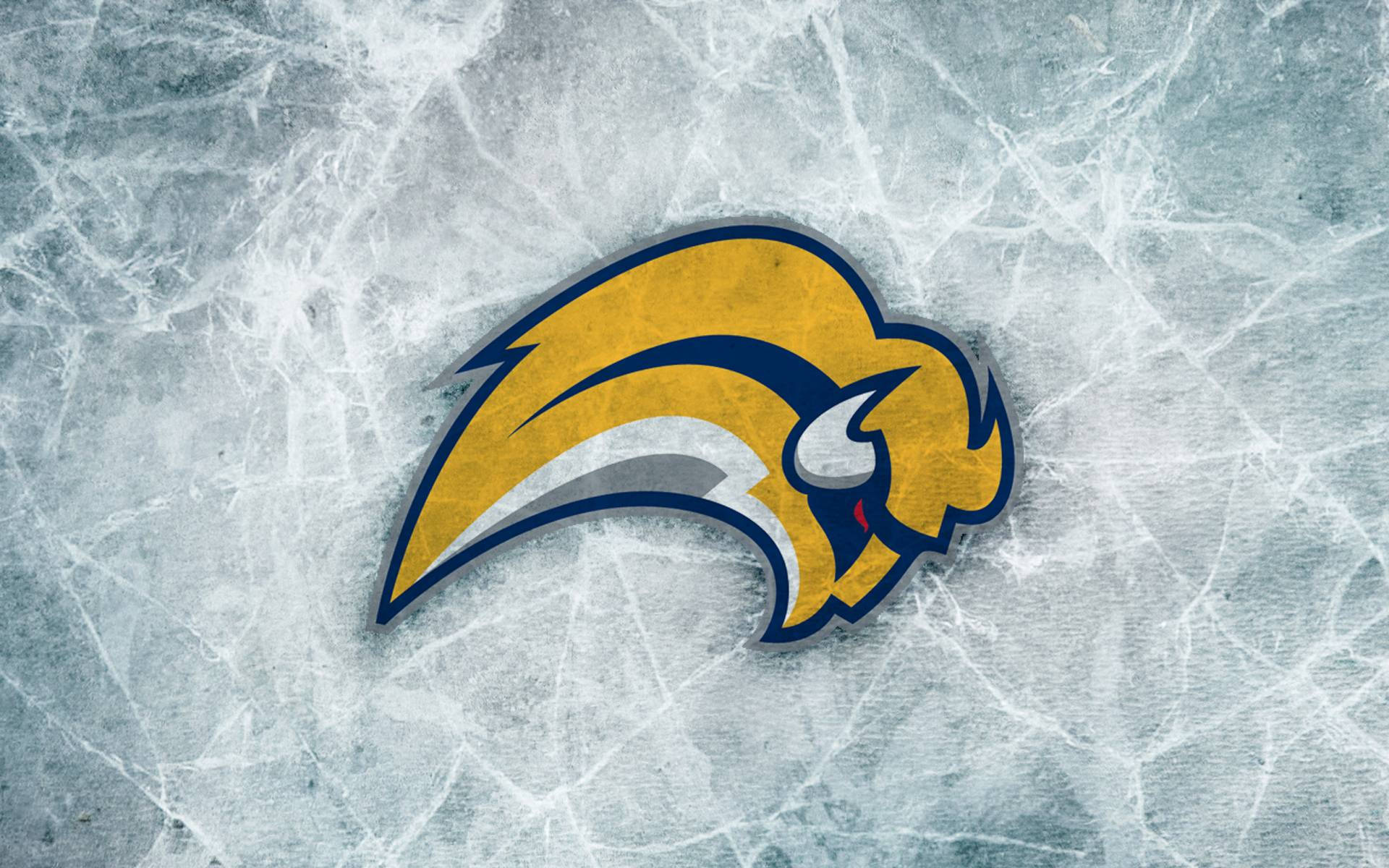 Buffalo Sabres, yellow and blue buffalo logo, white horns, Full HD Desktop Wallpaper