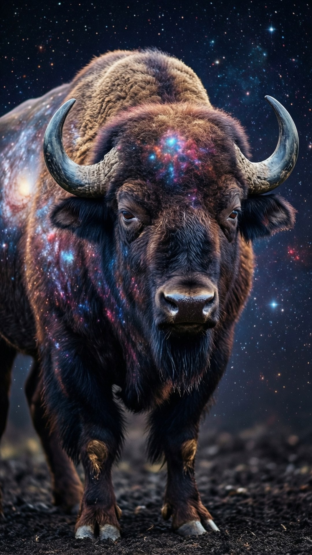 Galaxy Buffalo, bison, cosmic nebula, Full HD Phone Wallpaper