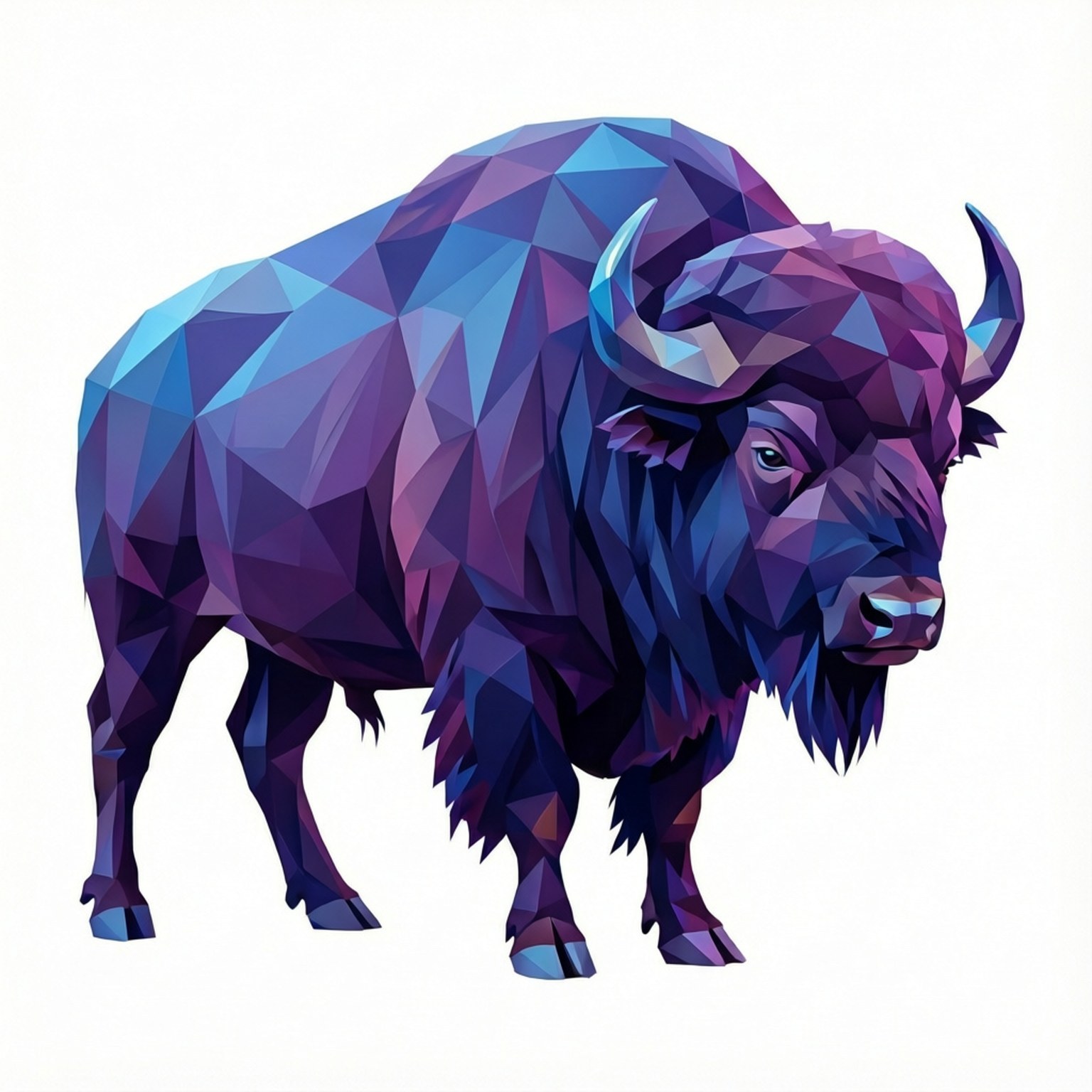 geometric buffalo, low poly, blue, HD Desktop Wallpaper