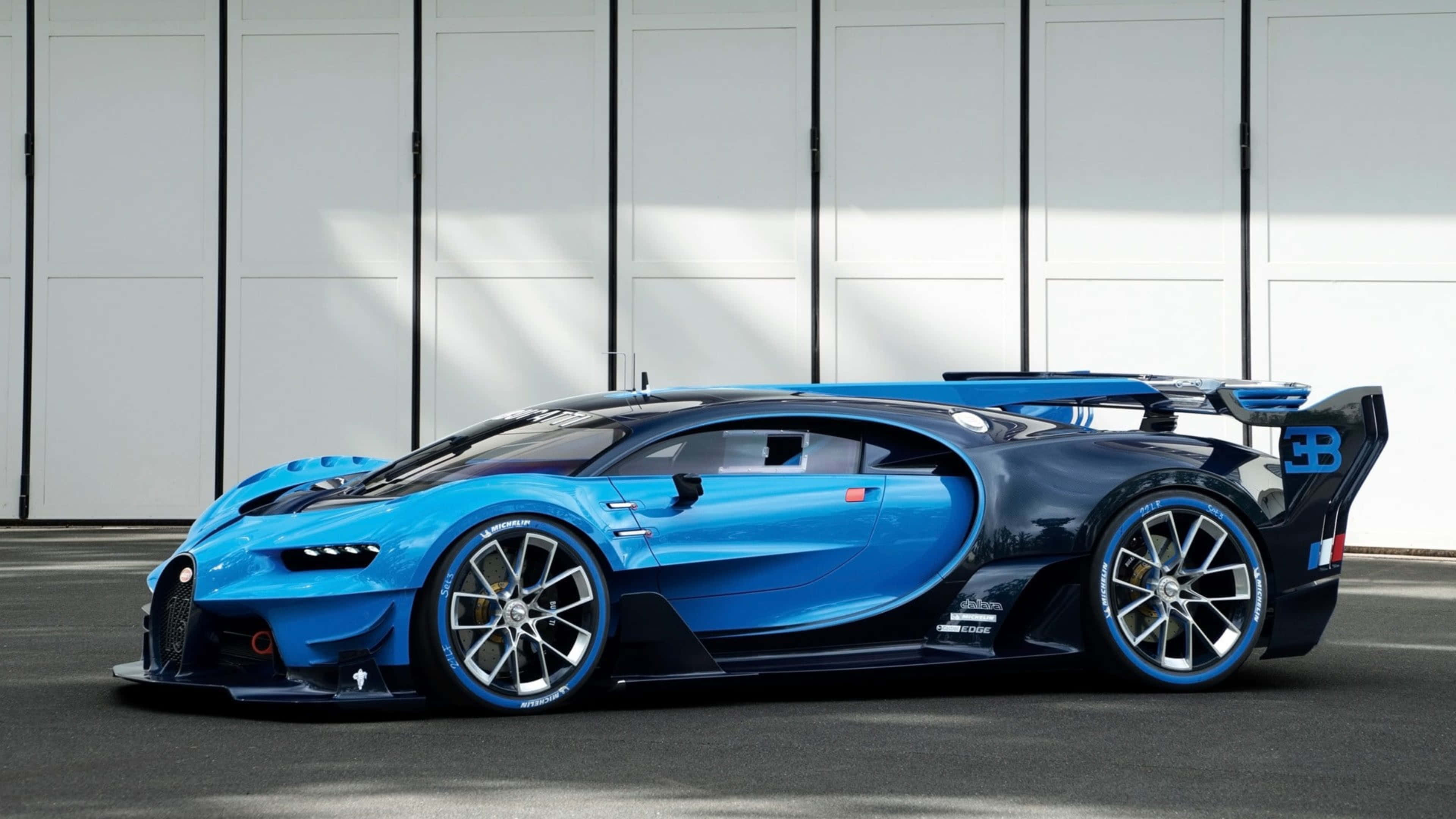 Bugatti, blue and black, rear wing, 4K Desktop Wallpaper