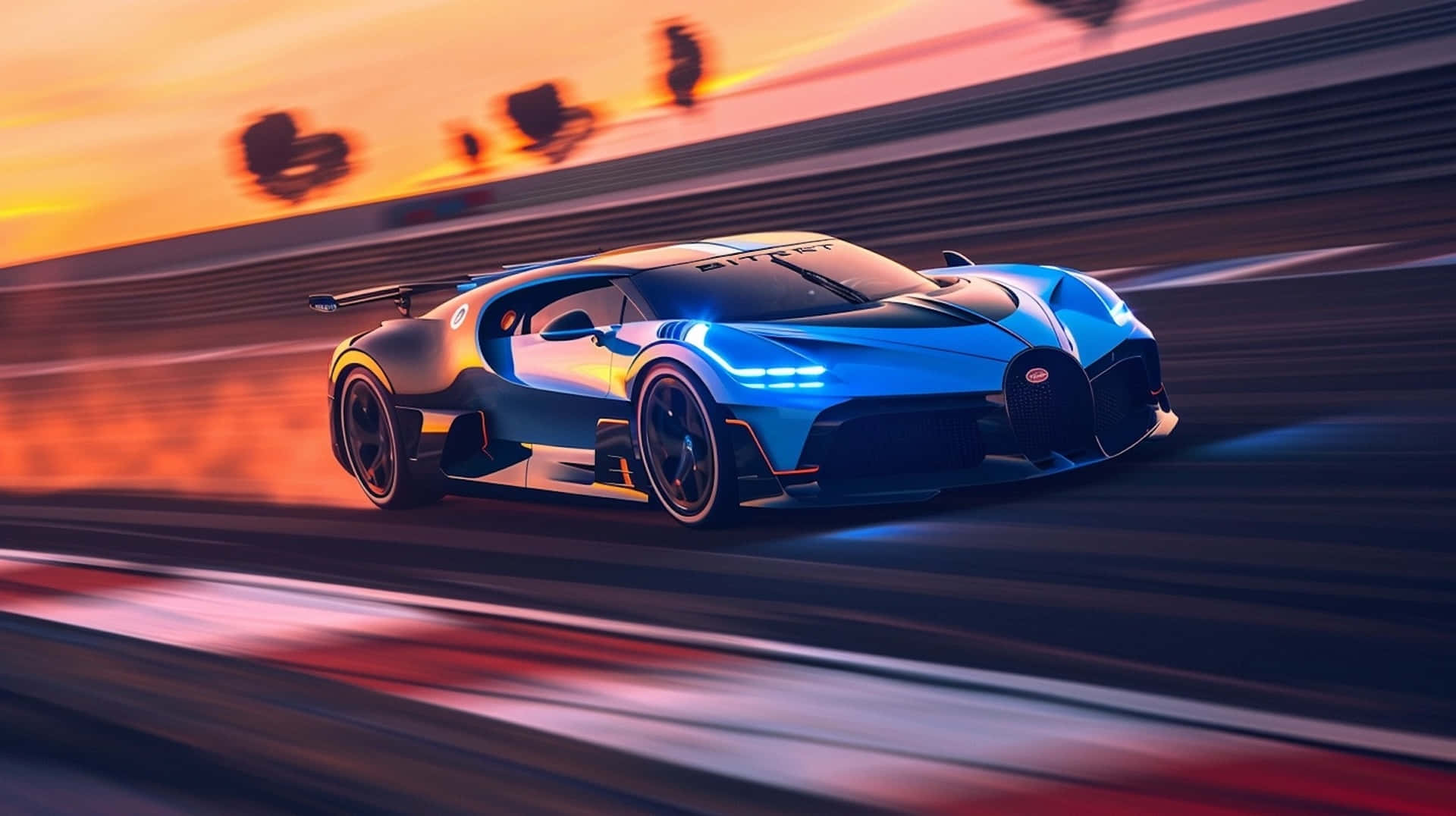 Bugatti Bolide, sunset, track, Full HD Desktop Wallpaper