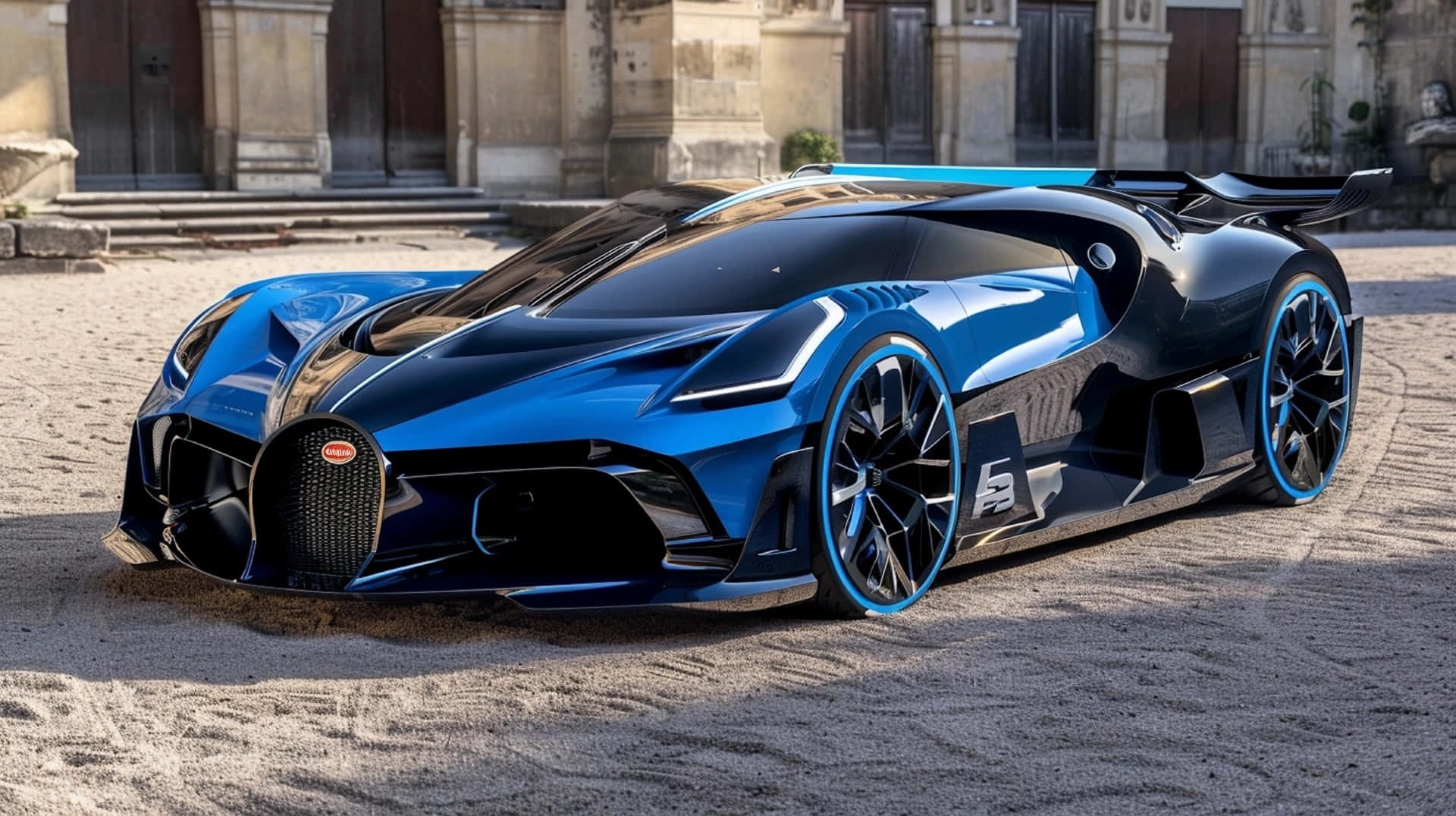 Bugatti Bolide, blue and black, glowing accents, Full HD Desktop Wallpaper