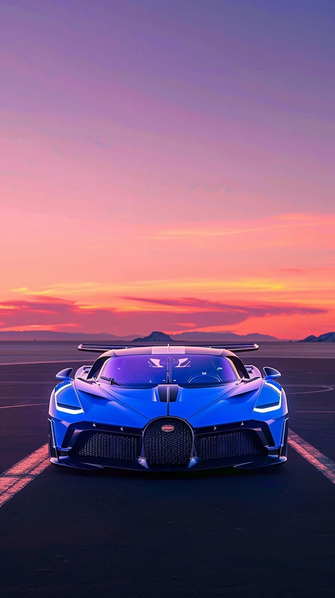 Bugatti Bolide, sunset, vibrant blue, Full HD Phone Wallpaper