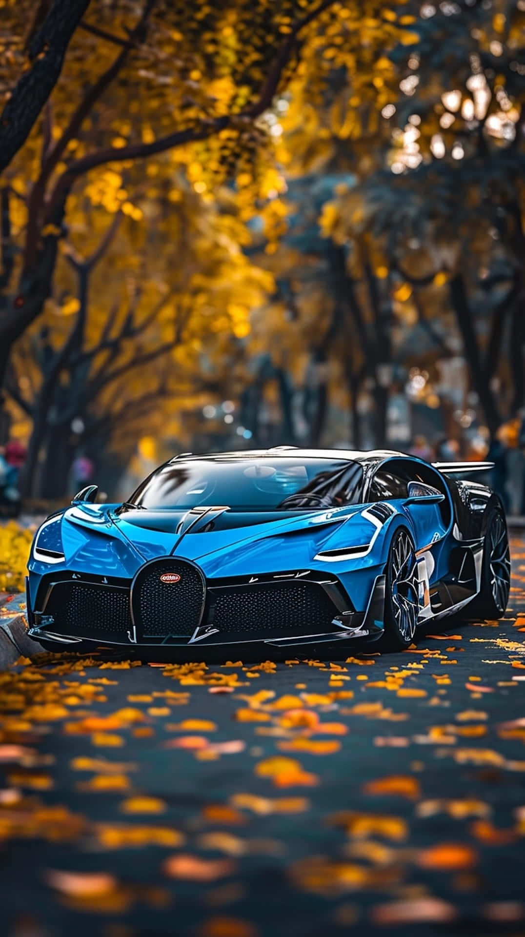 Bugatti Bolide, autumn leaves, golden autumn trees, Full HD Phone Wallpaper