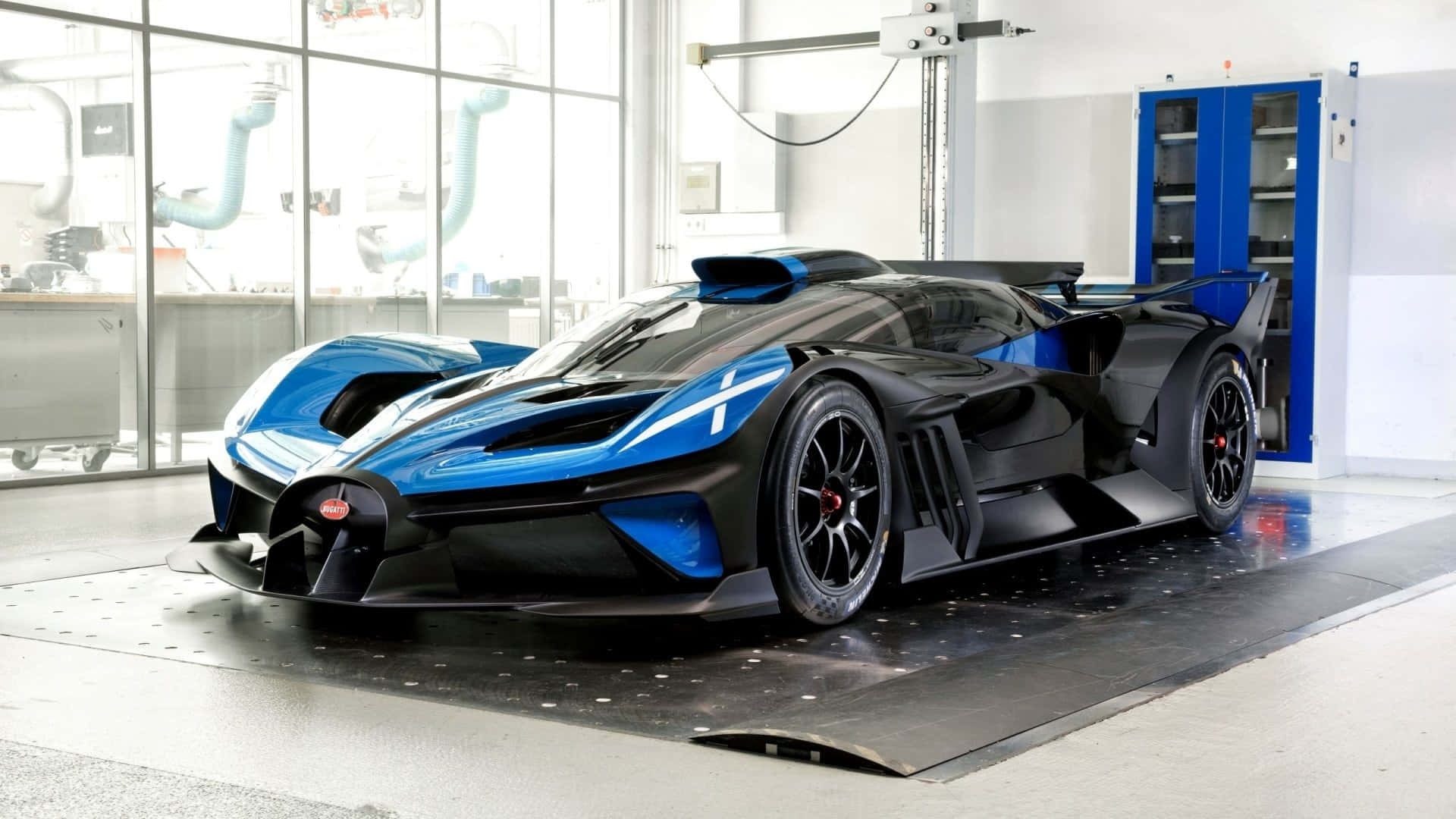 Bugatti Bolide, black and blue, aerodynamic design, Full HD Desktop Wallpaper