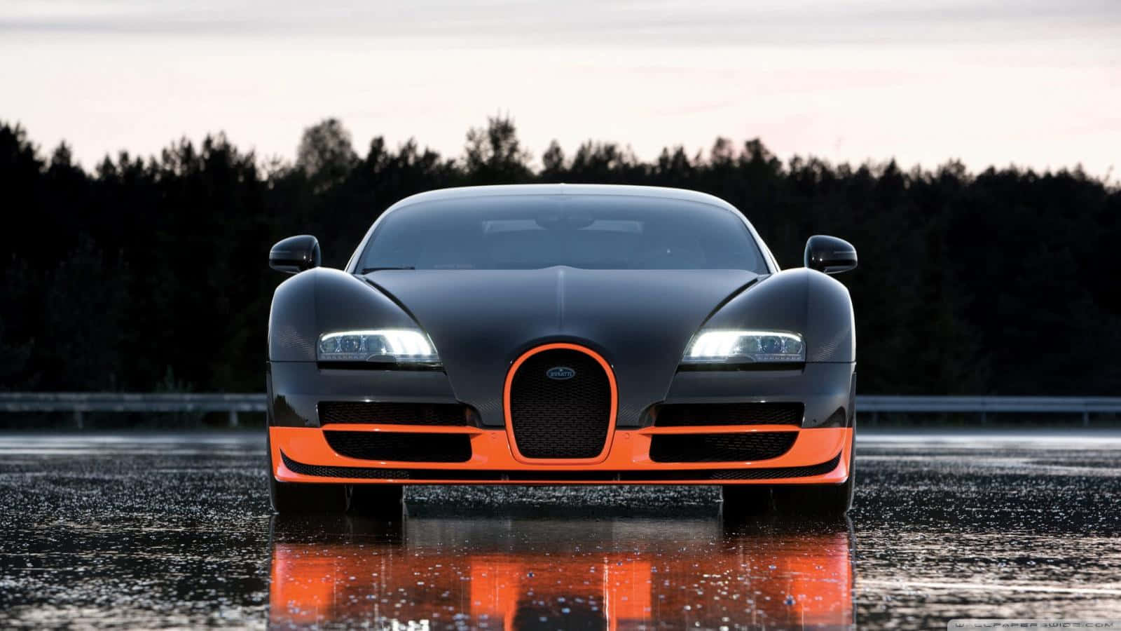 Bugatti, black, vibrant orange accents, HD Desktop Wallpaper