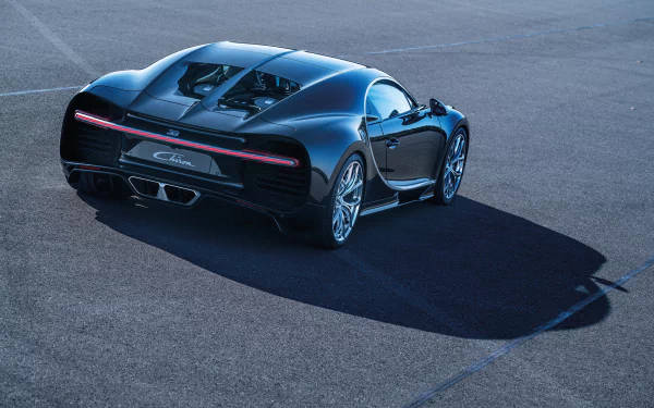 2017 Bugatti Chiron, black, paved surface, SD Desktop Wallpaper