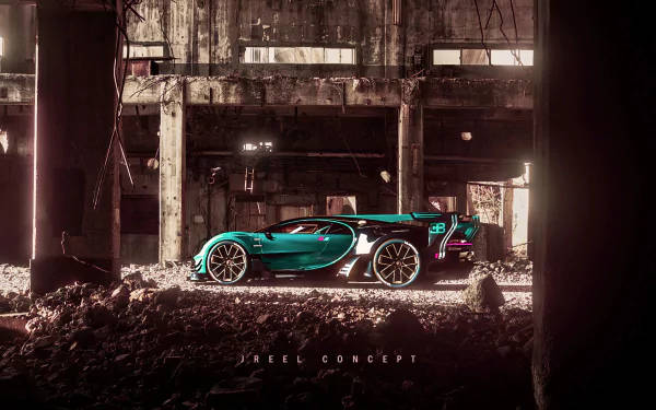 Bugatti Chiron, teal, sunlit, SD Desktop Wallpaper
