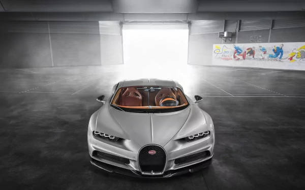 Bugatti Chiron, white, sleek, SD Desktop Wallpaper