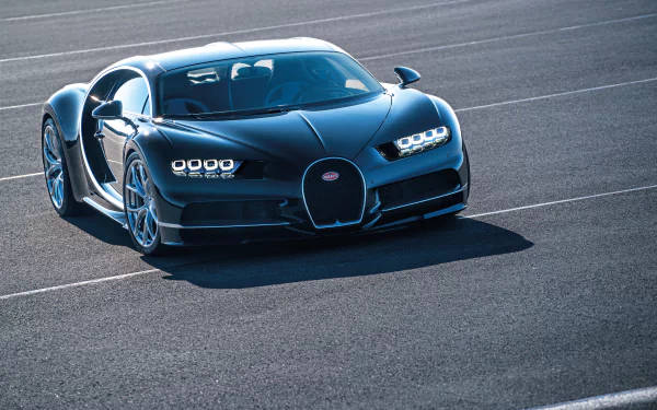 2017 Bugatti Chiron, black, sleek, SD Desktop Wallpaper