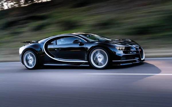 Bugatti Chiron, black, sleek, SD Desktop Wallpaper