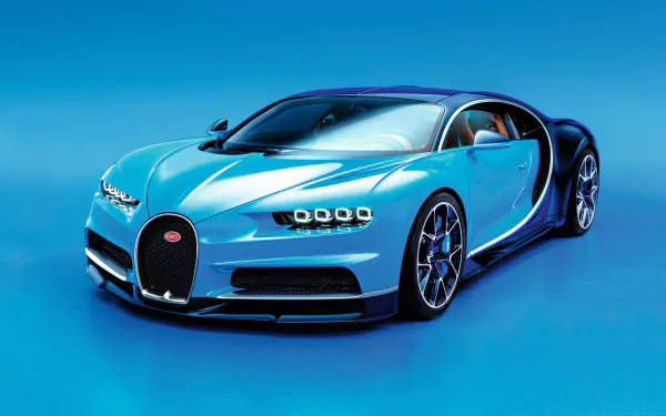 Bugatti Chiron, light blue, sports car, SD Desktop Wallpaper