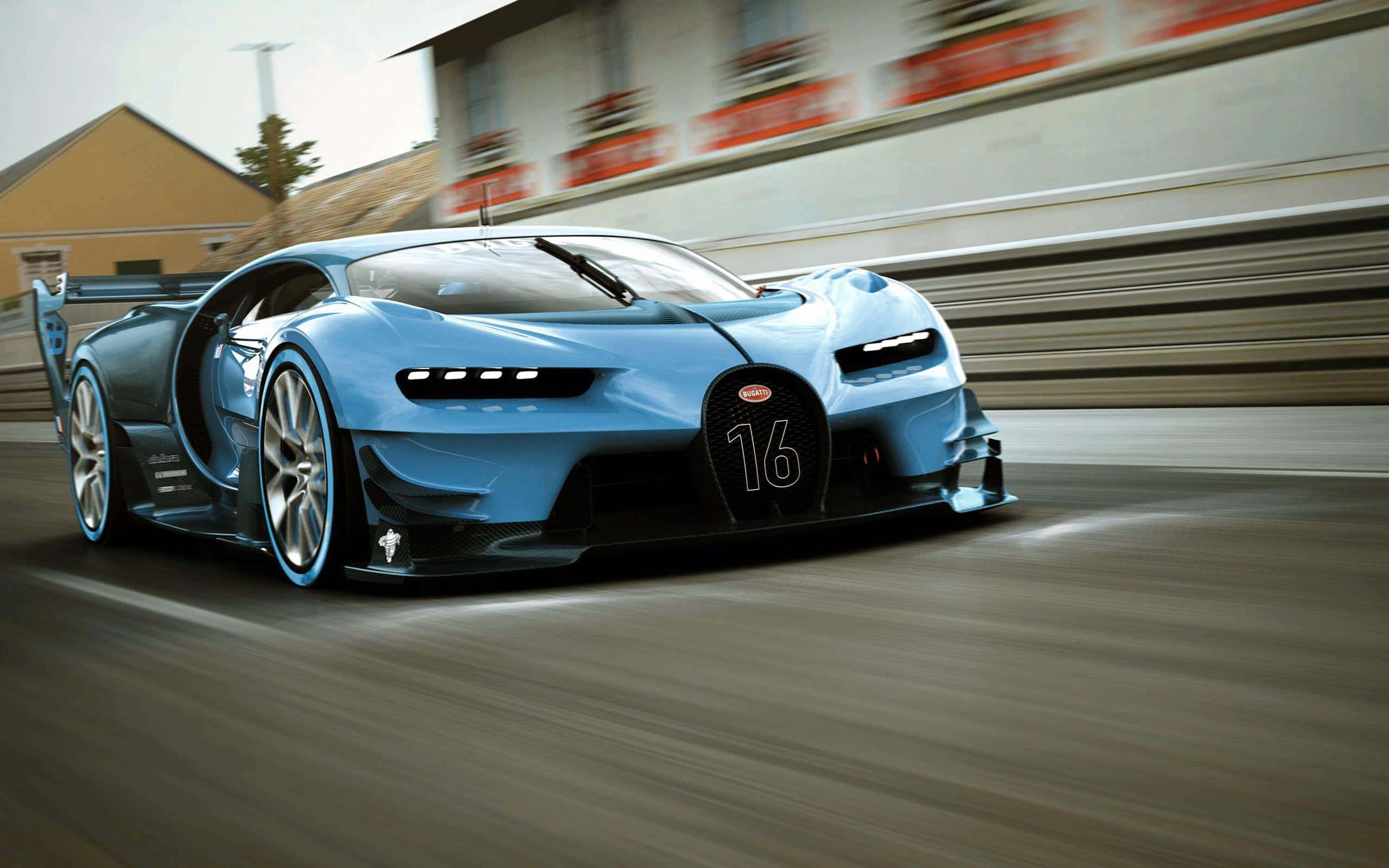 Bugatti Chiron, light blue, race track, 2K Desktop Wallpaper