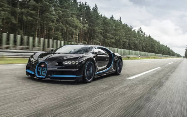 2019 Bugatti Chiron, black, blue accents, SD Desktop Wallpaper