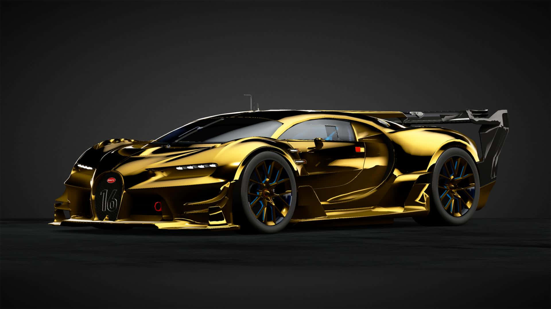 Bugatti Chiron, gold, black accents, Full HD Desktop Wallpaper