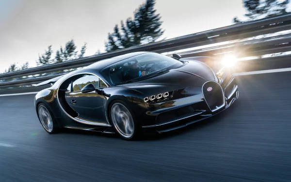 Bugatti Chiron, black, winding road, SD Desktop Wallpaper