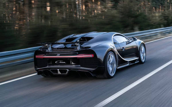 Bugatti Chiron, black, winding road, SD Desktop Wallpaper