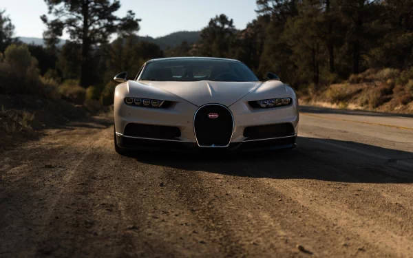 Bugatti Chiron, white, sleek silver, SD Desktop Wallpaper