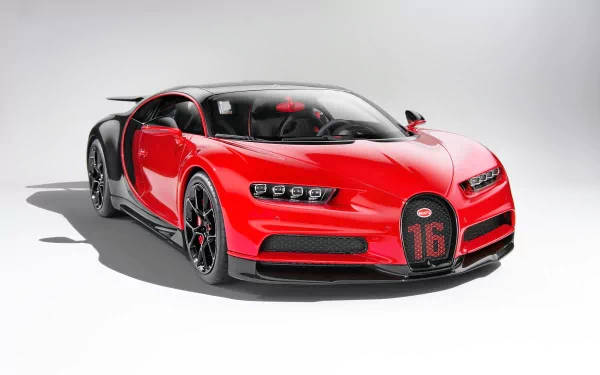 Bugatti Chiron, red, black accents, SD Desktop Wallpaper