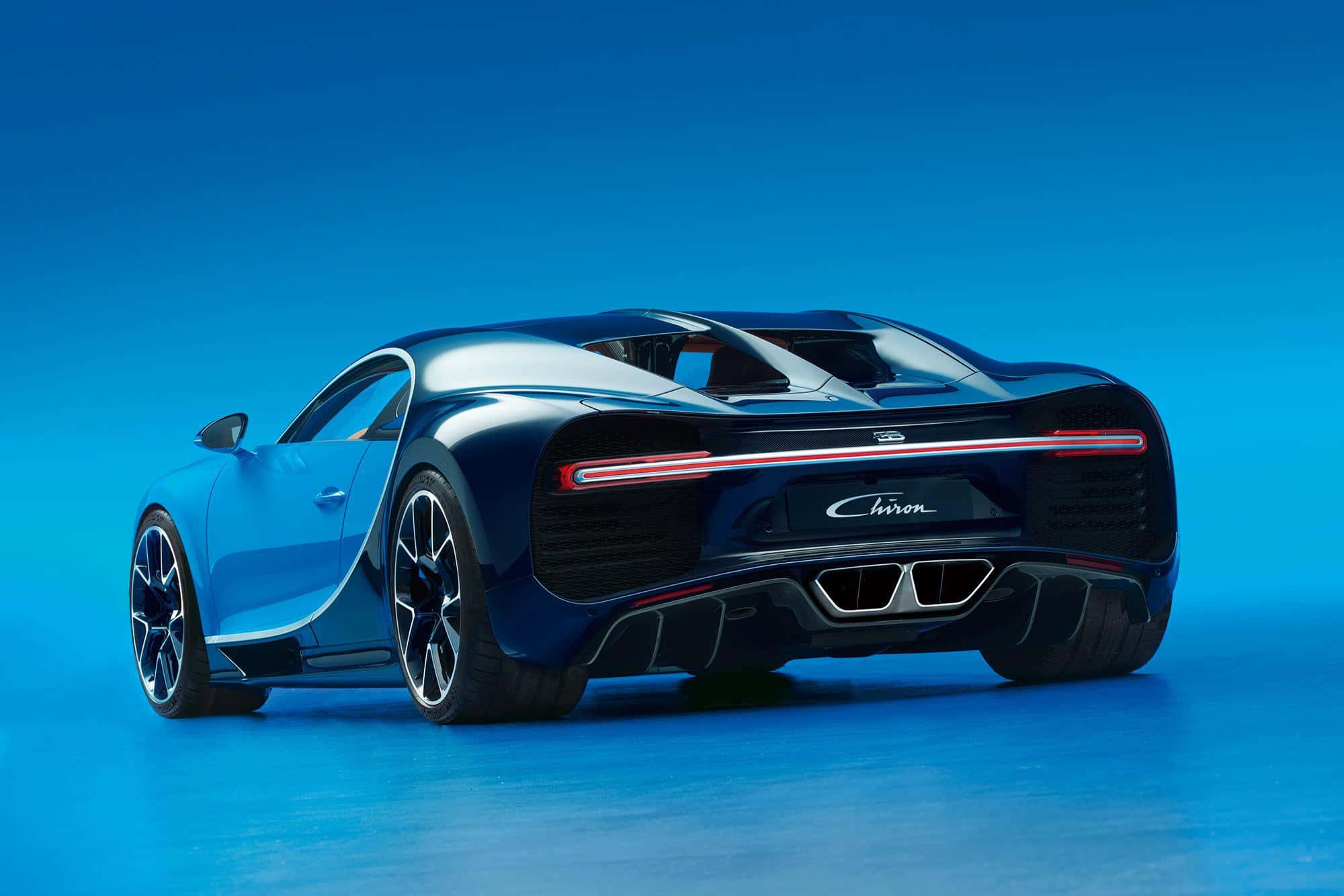 Bugatti Chiron, blue, rear view, Full HD Desktop Wallpaper