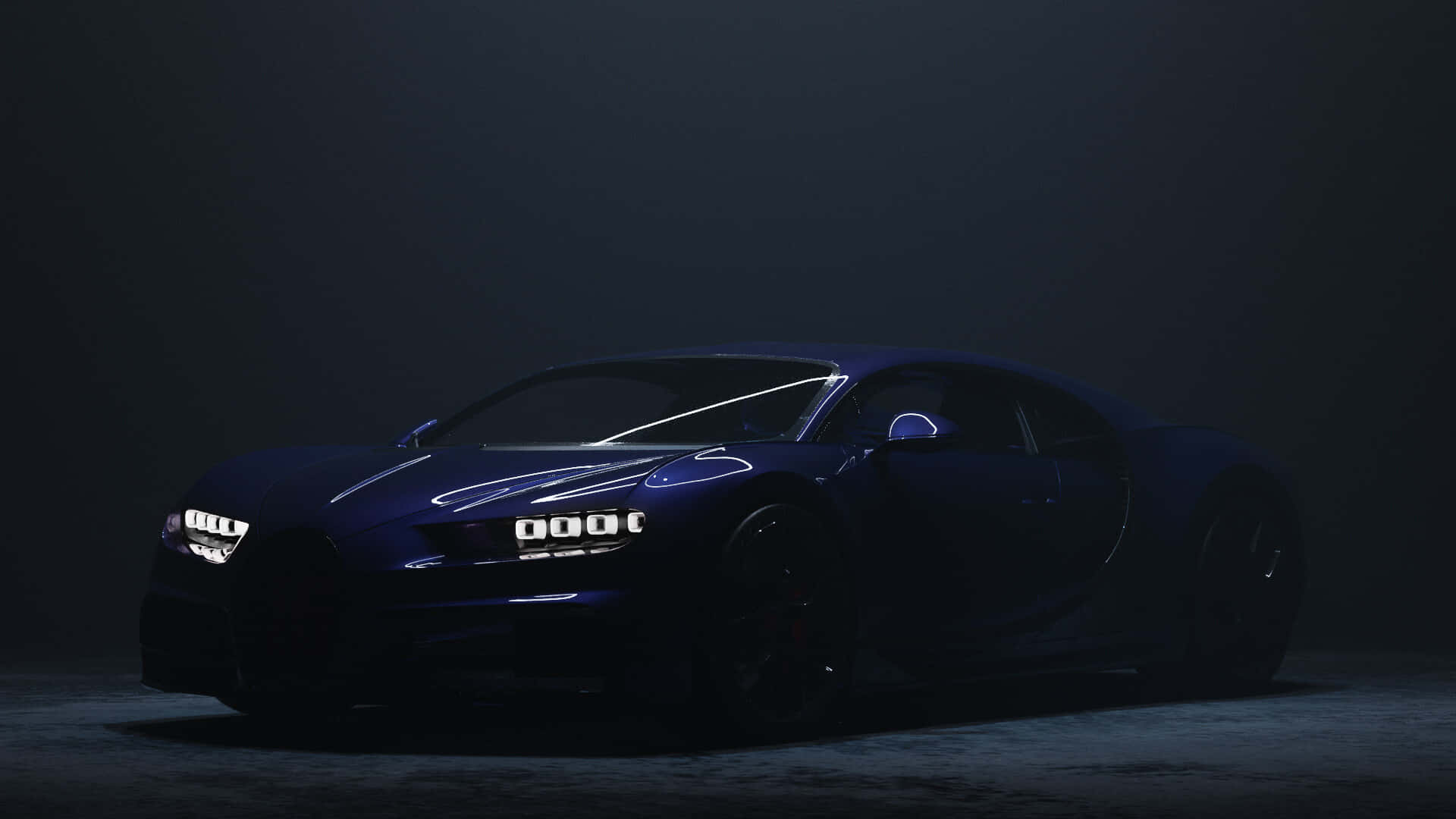 Bugatti Chiron, blue, dramatic spotlight, Full HD Desktop Wallpaper