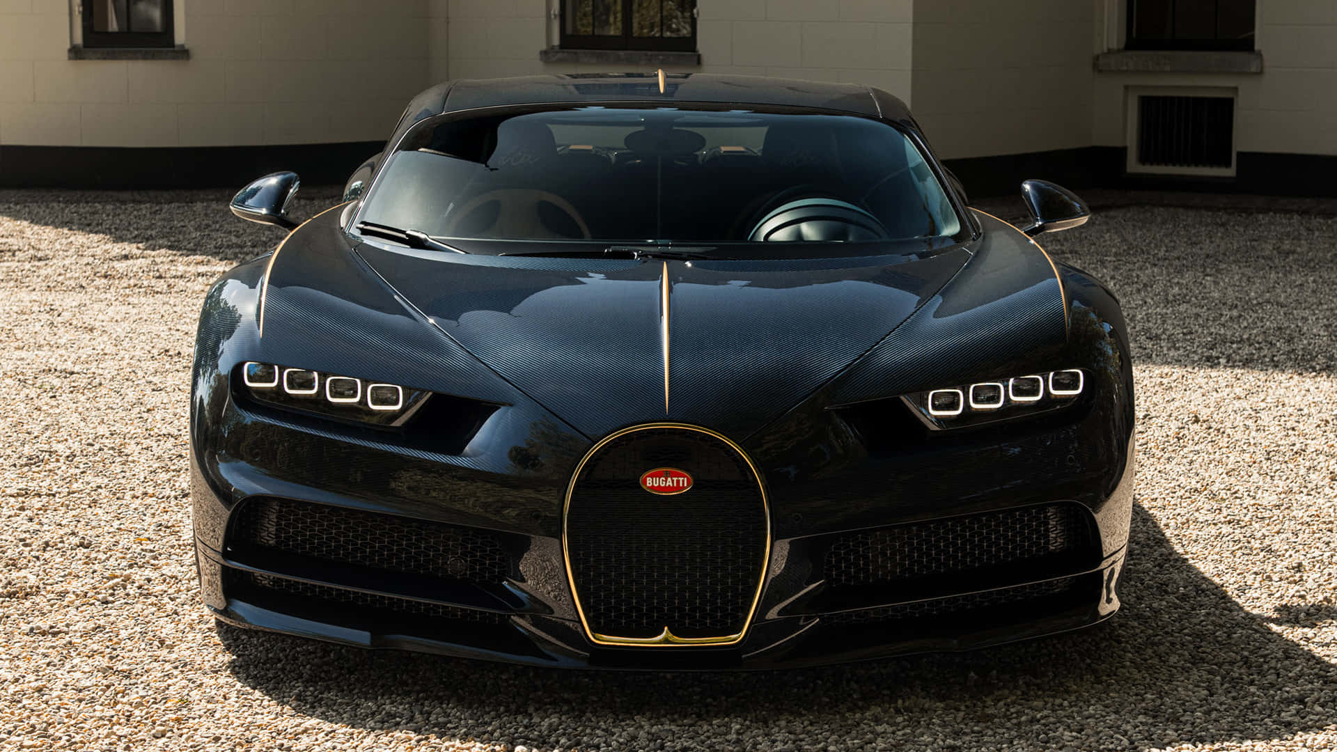 Bugatti Chiron, black, gold accents, Full HD Desktop Wallpaper