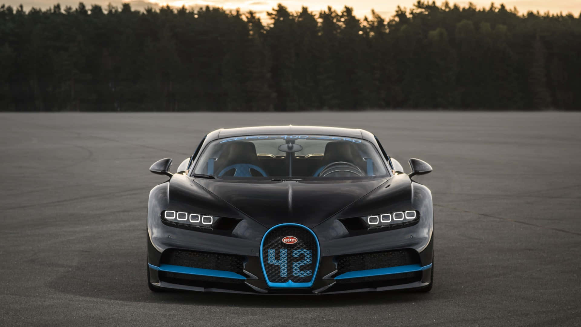 Bugatti Chiron, black, glowing blue accents, Full HD Desktop Wallpaper