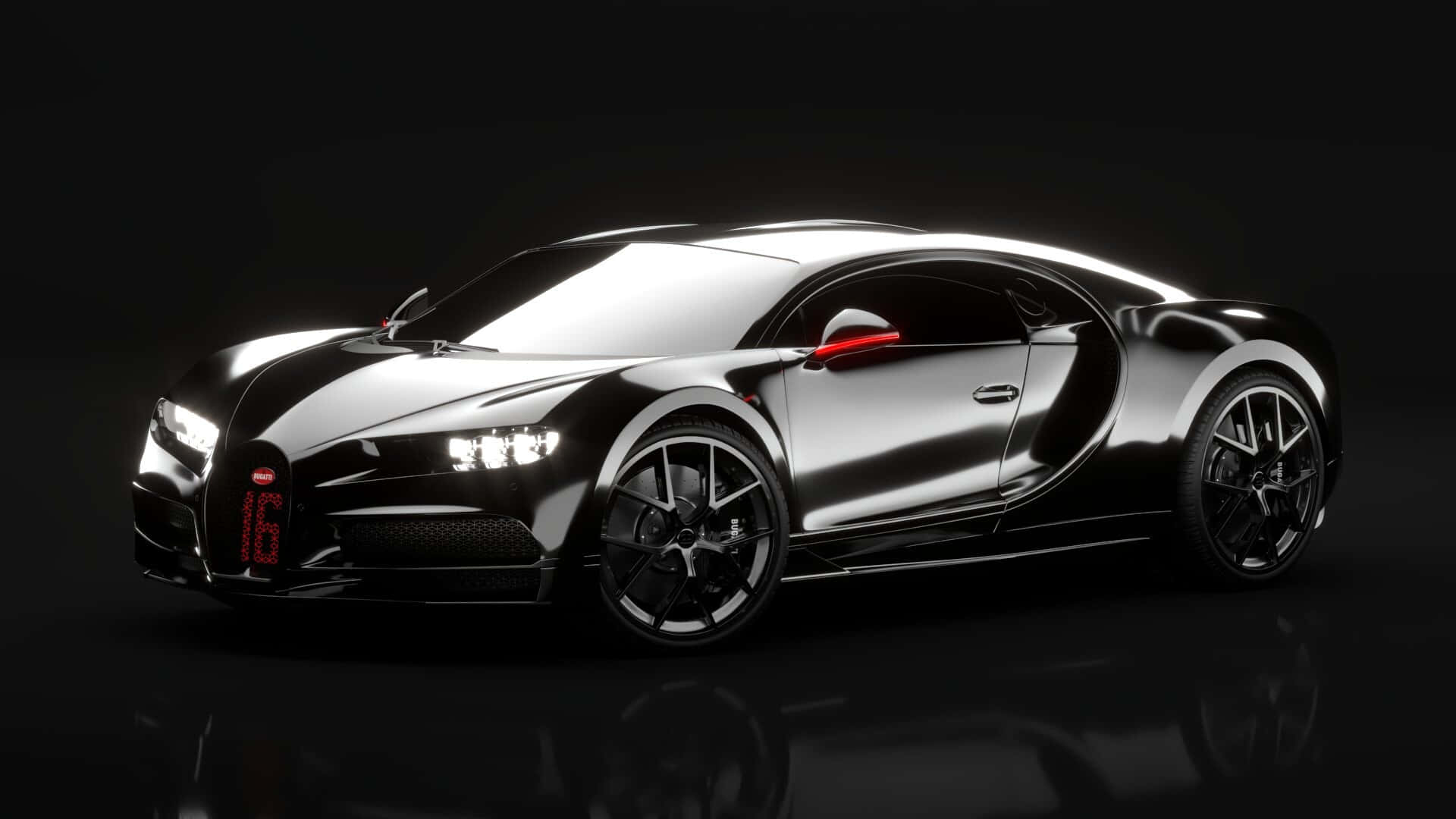 Bugatti Chiron, black, red accents, Full HD Desktop Wallpaper