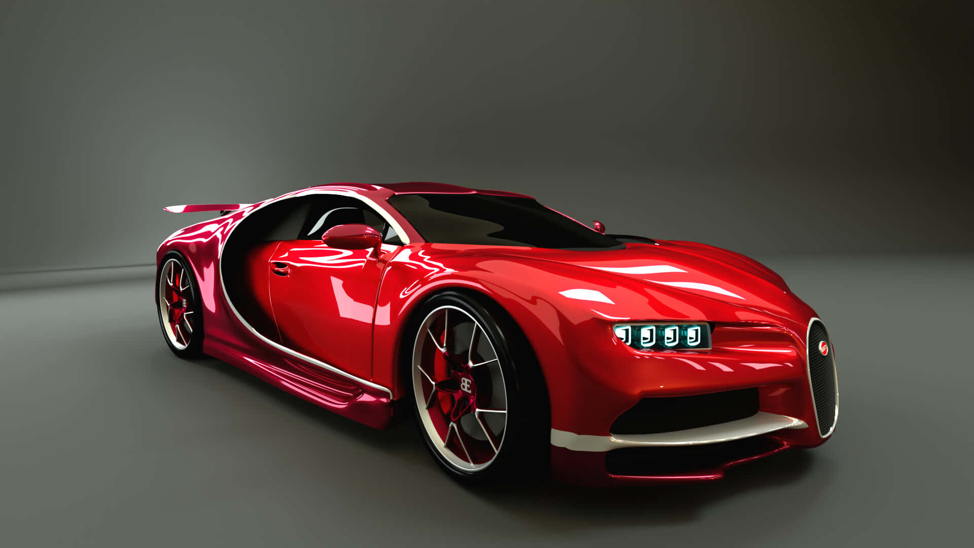 Bugatti Chiron, glossy red, futuristic design, Full HD Desktop Wallpaper
