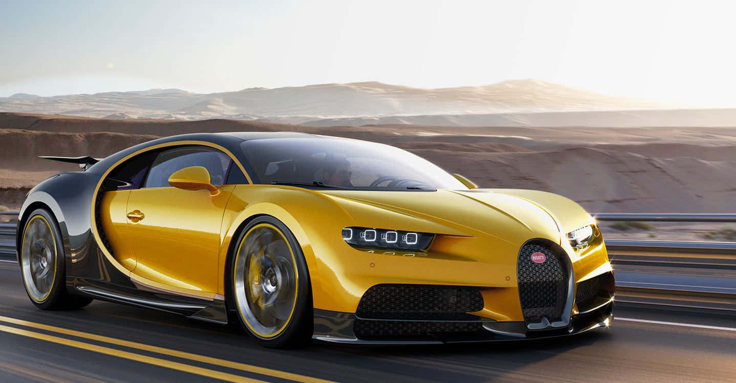 Bugatti Chiron, desert highway, rolling dunes, HD Desktop Wallpaper