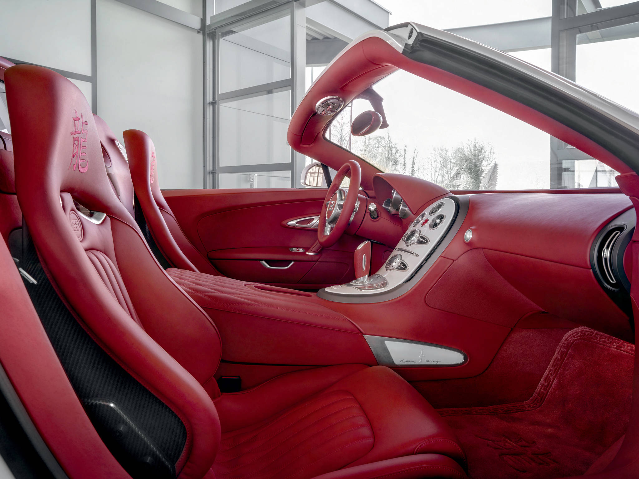 Bugatti, red interior, convertible sports car, Full HD Desktop Wallpaper