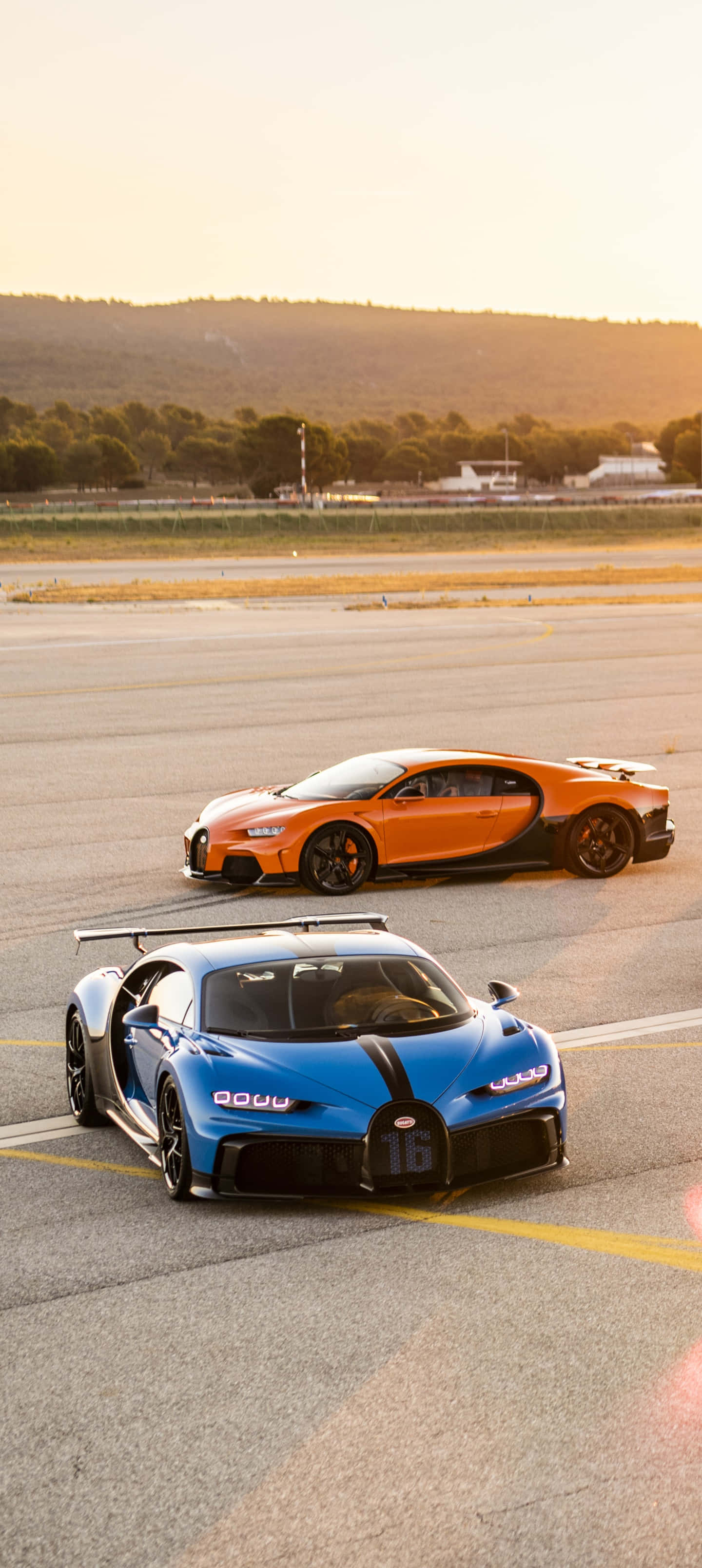 Bugatti Phone, orange, blue, 2K Phone Wallpaper