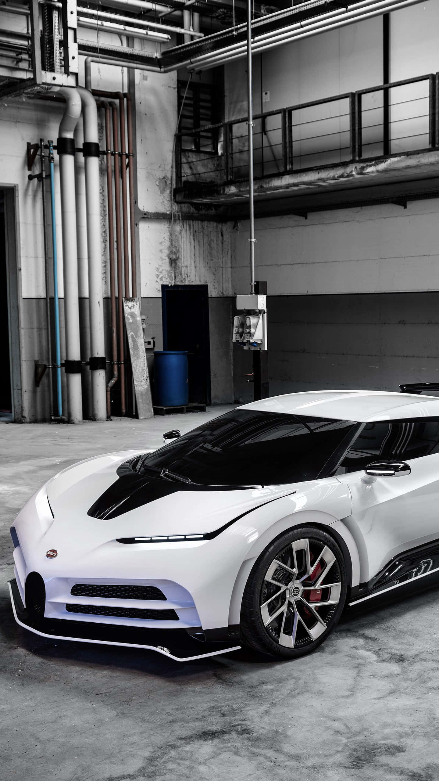 Bugatti Phone, sleek white hypercar, black accents, 2K Phone Wallpaper