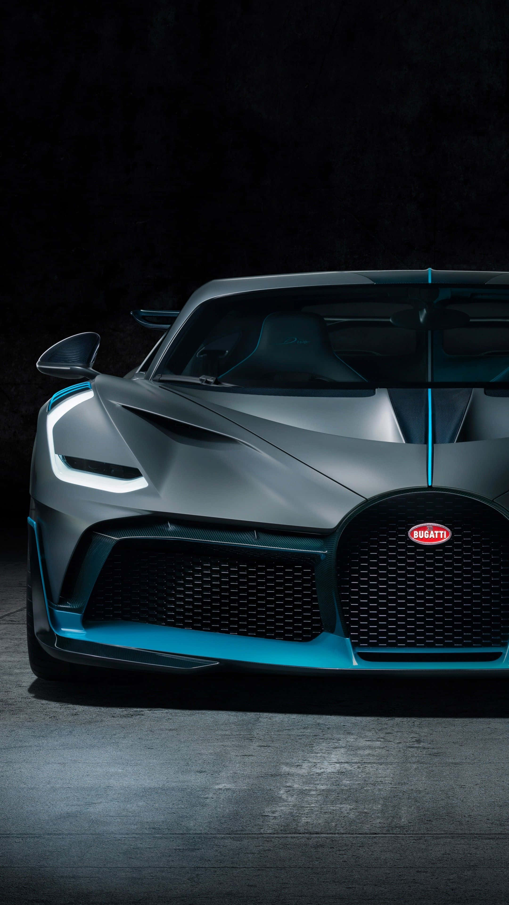 Bugatti Phone, matte gray, glowing blue accents, 4K Phone Wallpaper