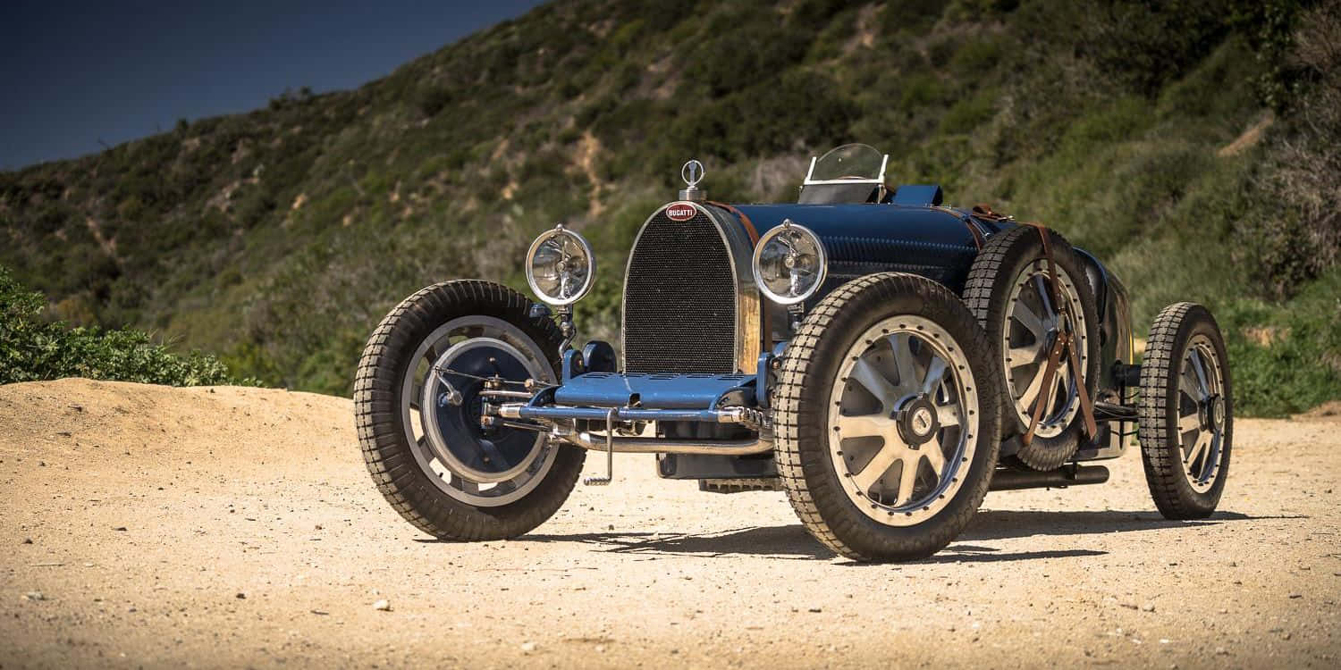 Bugatti Type 35, vintage blue, brass wheels, HD Desktop Wallpaper