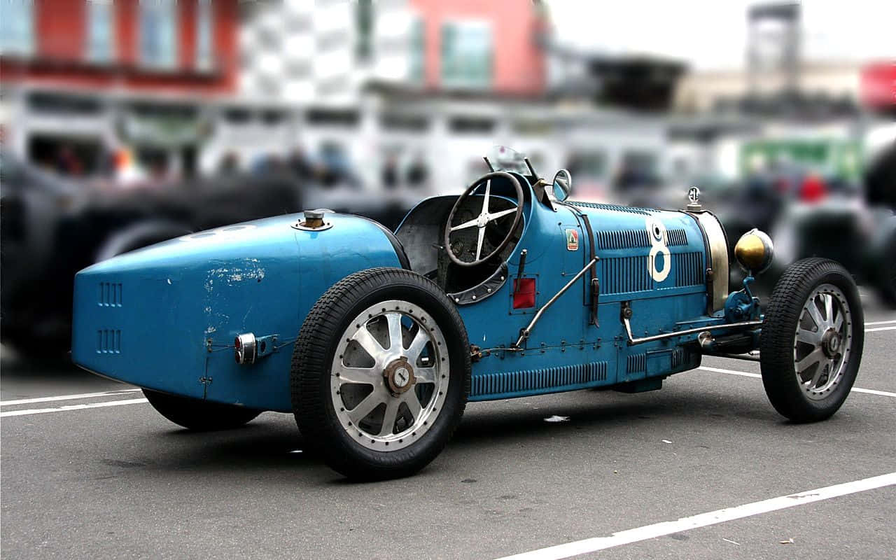 Bugatti Type 35, vintage blue race car, number eight, HD Desktop Wallpaper