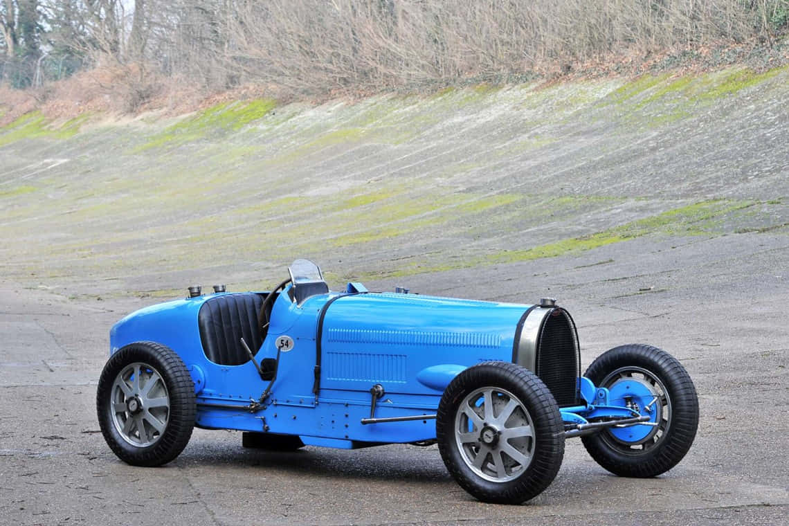 Bugatti Type 35, vintage blue, silver wheels, SD Desktop Wallpaper