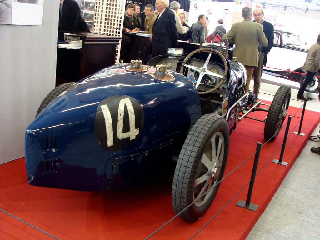 Bugatti Type 35, vintage blue race car, number 14, SD Desktop Wallpaper