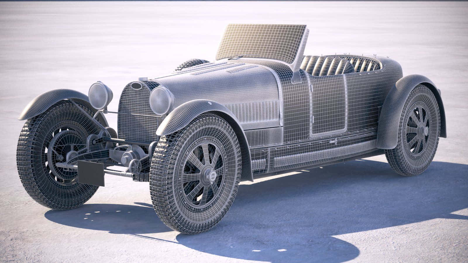 Bugatti Type 41 Royale, vintage wireframe sports car, monochrome, HD Desktop Wallpaper