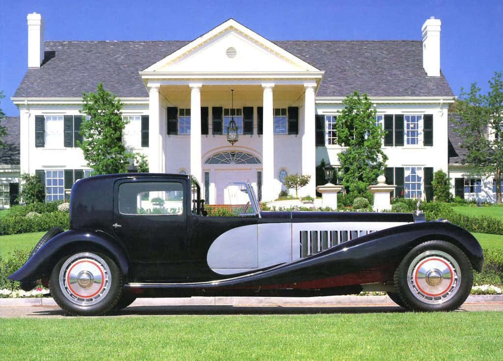 Bugatti Type 41 Royale, black, silver accents, SD Desktop Wallpaper